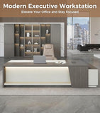 Anzhap 79" L-Shaped Executive Desk with Drawers, Large Modern Office Desk