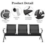 Waiting Room Bench Set - Metal Office Guest Reception Seat Black Mesh Waiting Room Chairs with Armrest for Airport
