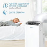 Keystone 14,000 BTU ASHRAE/12,000 BTU DOE Portable Inverter Air Conditioner with Heater, Quiet, High Efficiency Operation and Remote, AC Unit for Apartment, Living Room, Medium Rooms up to 550-Sq. Ft.