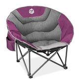 Northroad XXL Camping Moon Chair,Oversized Round Chair,Folding Padded Saucer w/Side Pocket,500lbs Capacity for Outdoor Hiking Fishing Picnic Lawn,Purple&Grey