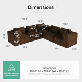 Novilla 106" Modular Sectional Sofa, V Shape Sectional Couch