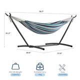 Garvee Double Hammock with Foldable Steel Stand and Carry Bag – Indoor/Outdoor Standing Hammock, 450 LBS Capacity, for Garden, Camping, Beach (Ocean)