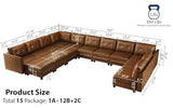 LLappuil Faux Leather Modular Sofa with Storage, Modern Comfy Sectional Couches for Living Room | Oversized 14 Seater