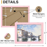 decorUhome Solid Oak Wood 5x7 Picture Frame, Display Pictures 4x6 with Mat or 5x7 without Mat, Wall & Tabletop Display Photo Frame, Pink, 1 Pack