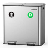 Lovewind Trash Can, 2 x 10.5 Gallon (2 x 40 L) Garbage Can for Kitchen Dual Compartment Recycling Kitchen Step Trash Bin