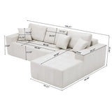 108-Inch Oversized Sectional Cloud Couch L-Shaped Right Facing Boneless Sofa W/Tufted Deep Seat & Chaise Lounge