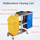 Janitorial Cart on Wheels - Cleaning Supplies Organizer for Brooms, Mops