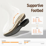Athlefit Womens Clogs Casual Soft Footbed Black Mules Buckle Arch Support Potato Shoes for Women Leather Clogs for Walking House Office Everyday Wear 9