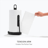 simplehuman Tension Arm Standing Paper Towel Holder, Heavy-Duty, Easy One-Handed Tear, Kitchen Countertop, Black Stainless Steel