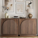 win2win 31.5" Small Buffet Cabinet with Storage, Arched Doors, Walnut, 2PCS