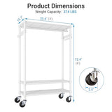 VIPEK R3 Rolling Clothing Rack Heavy Duty Garment Rack for Hanging Clothes, Portable Closet Wardrobe with Wheels and Side Hooks, White