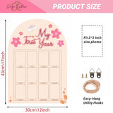 DegoCyhton My First Year Photo Frame, Wooden 12 month picture frame for baby first year, Easy Photo Insert, Smooth Safe Edge, With Hang Hooks, For 0-12 Month Newborn, Baby Birthday Keepsake Gift