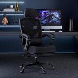 Simple Deluxe Home Office Desk Chair with Footrest, High-Back Mesh Rolling Swivel Reclining Chairs with Wheels