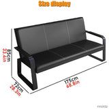 Waiting Room Bench with Arms, PU Leather Waiting Room Chairs, Office Guest Reception Chairs