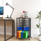 EasyPAG Rolling File Cart with 14 Slot Mail Organizer, Under Desk Storage with Hanging File Rack