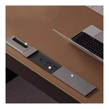 zhongxlla Standing Desk, Minimalist Style Saddle Leather Desk with Outlets