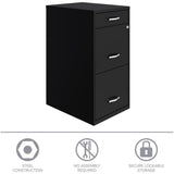 3-Drawer Metal Filing Cabinet, Black Finish, Letter-Size Hanging File Storage, Pencil Drawer