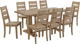 Crosley Furniture Joanna 9-Piece Modern Farmhouse Dining Table Set for 8 with Ladderback Chairs, Rustic Brown