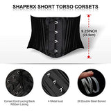SHAPERX Women's 26 Steel Boned Corset Short Torso Heavy Duty Waist Trainer Corset for Weight Loss, SZ1934-Black-XL
