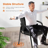 Sweetcrispy Waiting Room Chairs, PU Leather Big and Tall No Wheels Executive Office Chair with Padded Arms