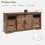 Farmhouse 66"TV Stand for 75+ Inch TV, With 4 Drawers & Sliding Barn Door