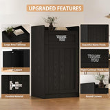 40 Gallon Restaurant Trash Can Cabinet, Wooden Commercial Trash Can with Tray Holder