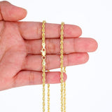 Nuragold 14K Real Yellow Gold Rope Diamond Cut Chain Lightweight Necklace