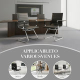 Waiting Room Chairs Leather Office Guest Chair Mid Back Reception Chairs with Sled Base for Meeting