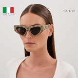 Gucci GG2019S Runway Monogram Pattern Cat-Eye Shape Sunglasses with Luxury Eyewear Kit