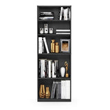 71" Triple Wide Bookshelf, 6 Tier Tall Bookshelf, Large Arched Bookcase with Curved Baffle