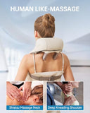 PERLEVI Neck and Shoulder Massager for Pain Relief Deep Tissue-Shiatsu Deep Kneading Massager with Heat to Relieve Neck Shoulder Back Waist Leg Muscle Soreness Fatigue (Beige)