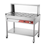 VEVOR 9-Pan Commercial Food Warmer, 9 x 1/3 Pans Electric Steam Table, 1500W Professional Buffet Catering Food Warmer with Shield Undershelf Wheels, Stainless Steel Server for Party Restaurant