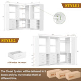 Aheaplus Closet System with 6 Drawers, 4 Hanging Rods & Corner Tower