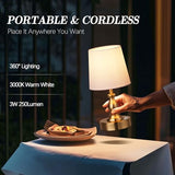 PARTPHONER Mini Cordless LED Table Lamp, 5200mAh Rechargeable Battery Operated Lamp, 3-Level Brightness, Touch Dimmable Desk Lamp