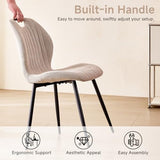 Lecafur HL Boucle Dining Chair with Built-in Handle Metal Legs