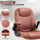 Nexthro Executive Office Chair PU,Leather Office Chair with Wheels,360° Swivel Rolling Chair with Padded Arms, Ergonomic Computer Chair