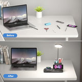 KDD 4 in 1 Desk Lamp with Wireless Charger - 360° Rotating Gooseneck Small Table Lamp with Pen Holder & Phone Stand, Adjustable White
