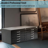 AdirOffice Flat File Cabinet - Heavy Duty 5-Drawer Blueprint Sheets Storage, 35" x 46" Great for Documents Sized 30” x 42”, Ideal for Artists, Art Files, Engineers, Architects, Offices - Black