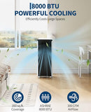 Garvee 8000 BTU Portable Air Conditioner, 3-in-1 Cooling, Dehumidifier & Fan for Rooms Up to 350 Sq. Ft. | Sleep Mode | Energy-Saving 24-Hr Timer | AC Unit w/Remote & Full Window Kit, Black Top, 115V