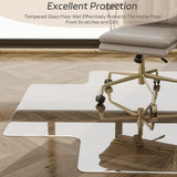 GLSLAND Irregular Tempered Glass Floor Mat - 36" x 48" Office Chair Mat for Carpet Clear Duty Hard, Clear