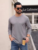 Askdeer Men's Waffle Long Sleeve T-Shirt Casual Lightweight Pullover Tees