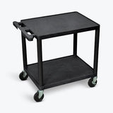 H AV Cart, Two-Shelf Media Utility Cart, 300 lb Capacity, 24" W x 18" D Rolling A/V Cart with 4" Casters and Push Handle
