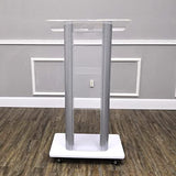 FixtureDisplays Clear Acrylic Plexiglass Podium Curved Steel Sides