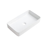 KARAMAG White Vessel Sink,Rectangle 24"x14" Bathroom Sink Above Counter Porcelain Ceramic Small Sink Bowl Ceramic Vessel Sinks for Bathrooms