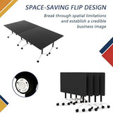 Folding Conference Table with Wheels,Flip Top Mobile Modular Conference Room