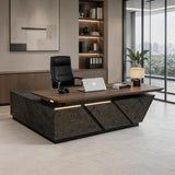 SAINTCY Professional Executive Desk with Privacy Panel & Drawers