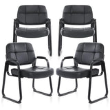 Big & Tall Waiting Room Guest Chair with Bonded Leather Padded Arm Rest and Sled Base for Office