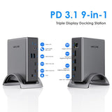 Laptop Docking Station,WAVLINK PD3.1 Docking Station 3 Monitors with 2*HDMI + DP,Single 4K@144Hz,140W PD Charge
