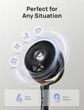 Dreo Fan for Bedroom, 120° Oscillating Standing Fan, Quiet Floor Fan with DC Motor, Pedestal Fan for Room, 9 Speeds, 4 modes, 20dB, 120° Manual Vertical, 37-42" Adjustable Height, 9H Timer, Black