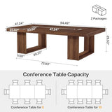 8FT Conference Table for 10 People, 94.5" W Large Meeting Table with 2 Cable Grommet, Business Style Seminar Boardroom Podcast Tables